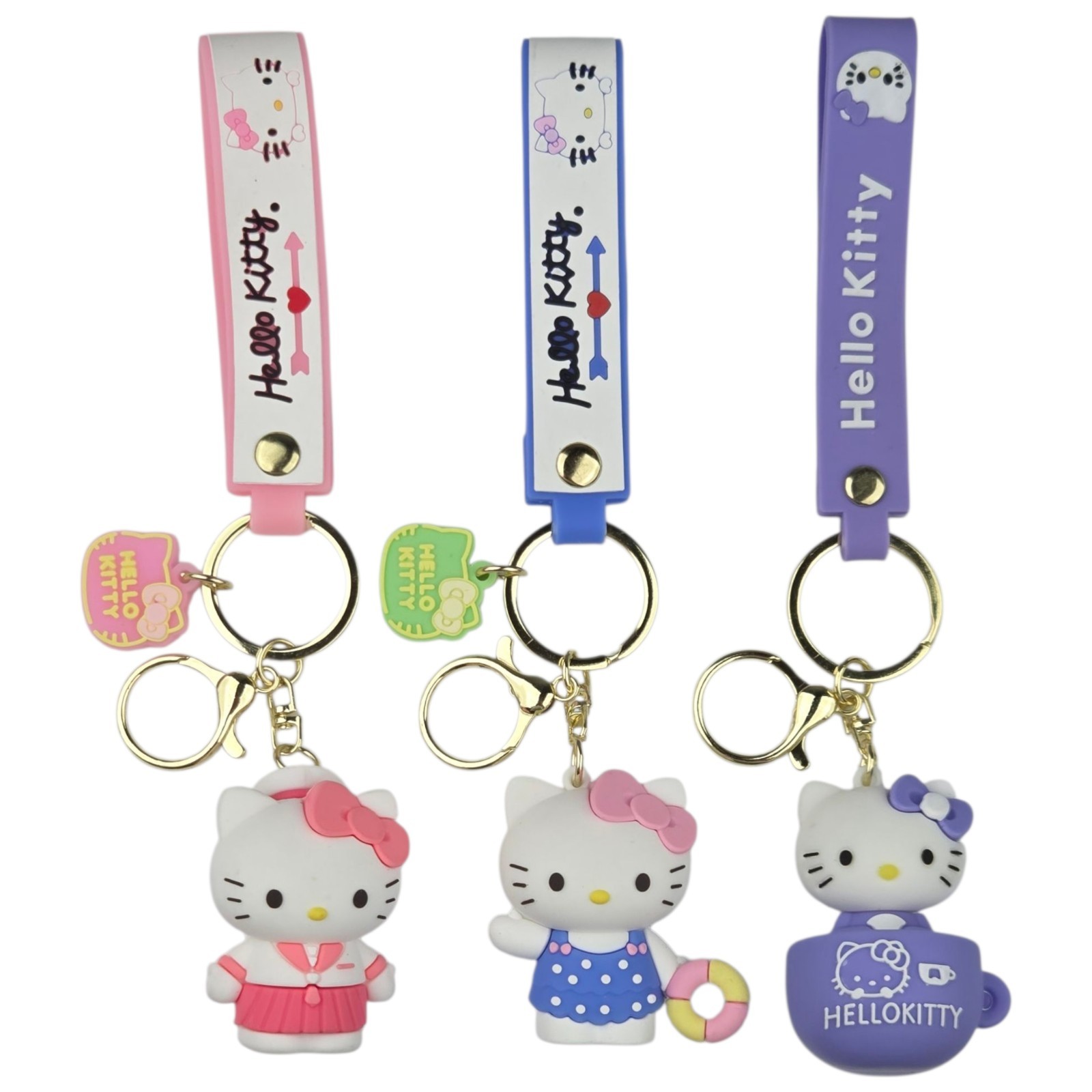 Hello Kitty 2 Inch Keychain Set of 3 Cute Character Designs