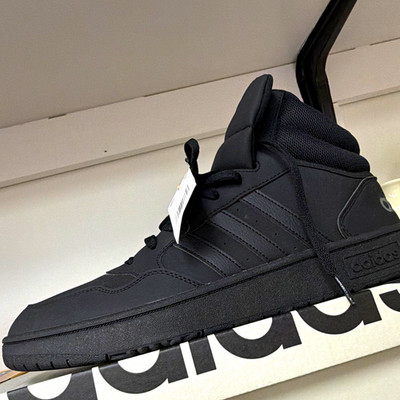 adidas Hoops 3.0 Mid Top Men's Basketball Sneakers Black Grey GV6683