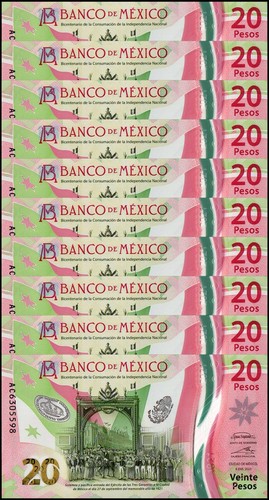 Messico 20 pesos, 2021, P-132a.4, UNC, commemorativo, polimero x 10 pezzi - Foto 1 di 2