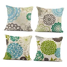 Set of 4 Linen Throw Pillow Cover Case 20" x 20" Pack of 4 Multi 138856