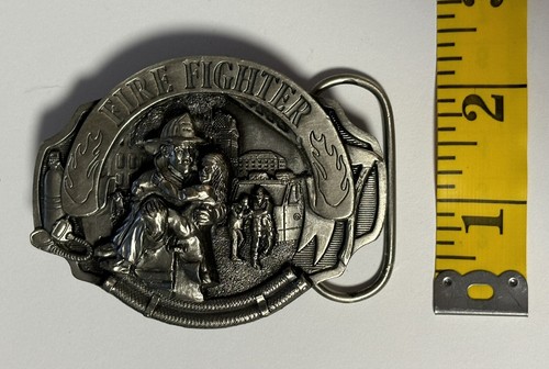 Fire Fighter 3D Belt Buckle Pewter Arroyo Grande AG88 USA 1993 Vintage - Picture 3 of 11