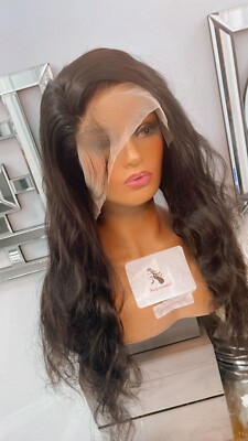 Body Wave 28'' Zoll Lace Front Perücke Echthaar Brasilianisches Haar 13x4 180 Dichte