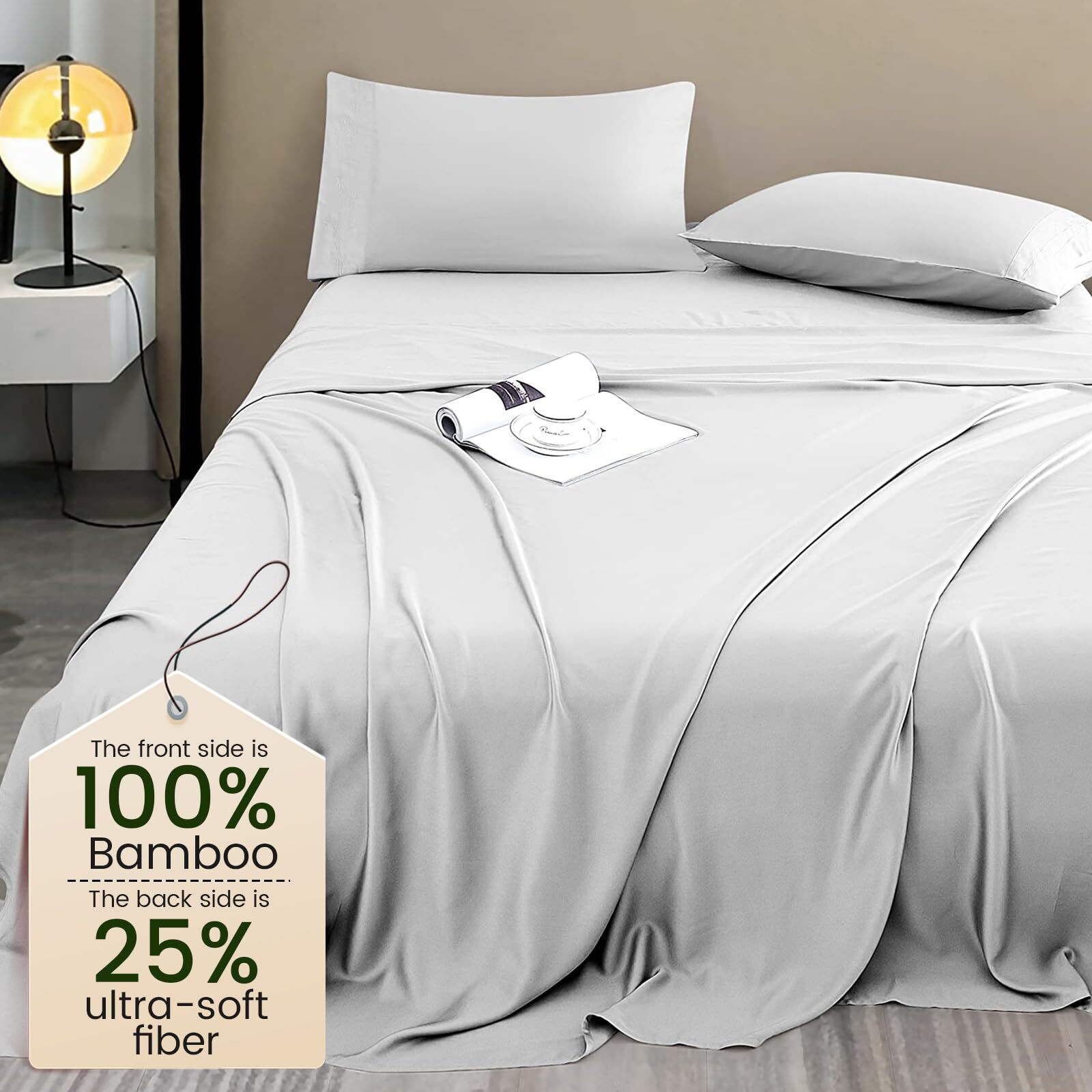 Bedding Queen Bed Sheets Set - Rayon Derived from Sheets - Cooling Breathable...