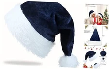 Santa Hat Xmas Holiday Hat for Christmas New Year Festive Navy Blue Santa Hat