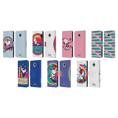 OFFICIAL PEANUTS SNOOPY BOARDWALK AIRBRUSH LEATHER BOOK CASE FOR MOTOROLA PHONES