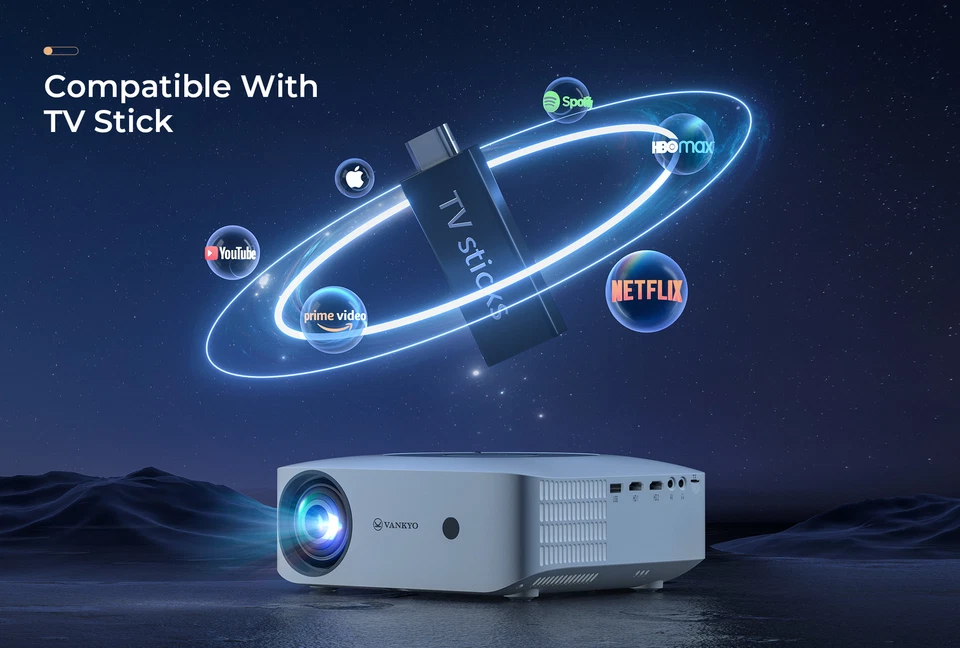 VANKYO HD 1080P WiFi Wireless Home Theater 4k Video LCD Projectors+ 100'' Screen - Image 3 of 4