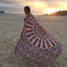 5 PC Indian White Cotton Wall Hanging Bedspread Gypsy Deco Twin Mandala Tapestry