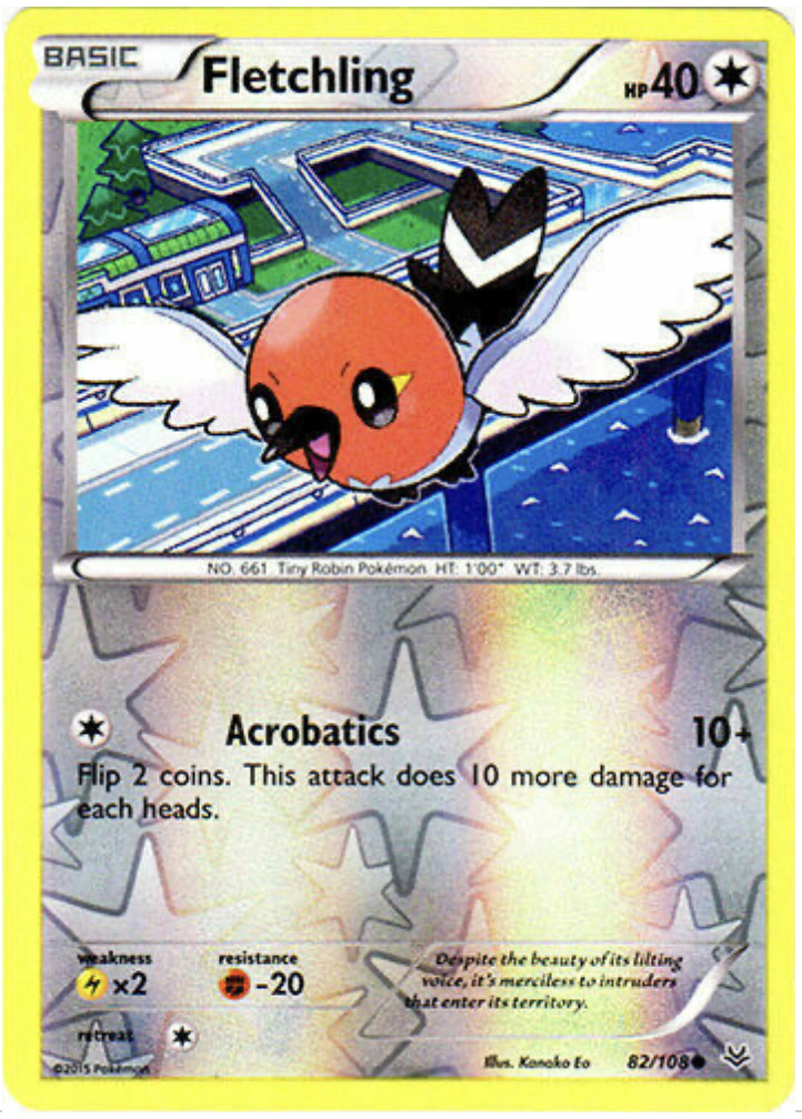 Pokemon - Roaring Skies - Fletchling - 82/108 - Reverse Holo - NM/M