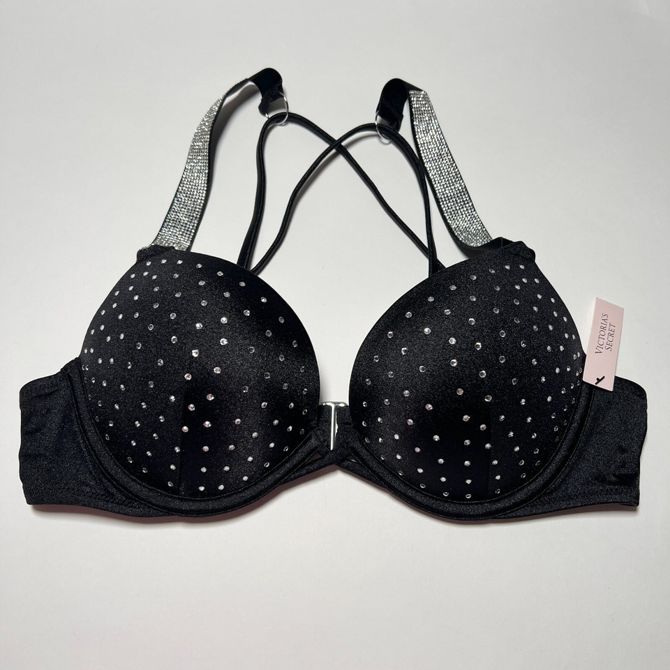 Victoria Secret 32C S Bombshell Push Up Bikini THONG Set Glam Shine