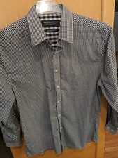 Nick Graham Mens Long Sleeve Button Down Dress Shirt Blue Size Medium