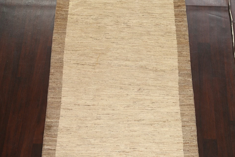 Alfombra oriental Gabbeh Kashkoli con bordes de lana anudada a mano alfombra marfil 5'x7' Foto 3 de 4