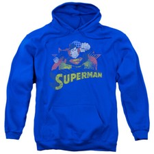SUPERMAN ROUGH DISTRESS Licensed Adult Hooded Sweatshirt Hoodie SM-3XL