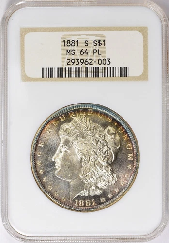 1881 S Morgan Silver Dollar NGC MS64 PL (Proof Like) Rim Toned
