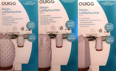 Quigg Design Luftbefeuchter Timer Nachtlicht , 160 ml Tank, bis 25 m² Räume 