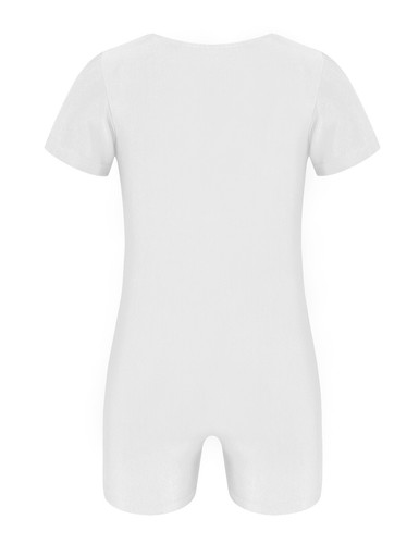 UK Kid Boys Girls Short Sleeve Gymnastic Leotard Ballet Dance Biketard Bodysuit - Picture 21 of 72