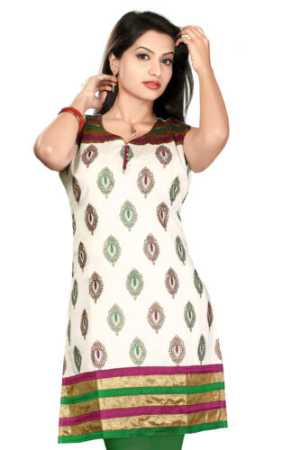Ethnic Pakistani Silk Embroidery Kurti Tunic Dress Kurta Women Party Wear 214 - Picture 2 of 6