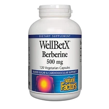 Natural Factors WellBetX Berberine 500 mg, 120 Vegetarian Capsules
