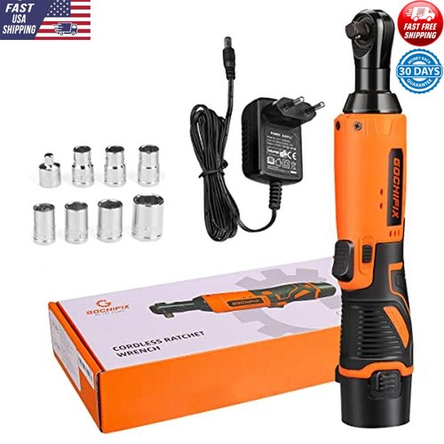 12V Cordless Ratchet Wrench Powerful Motor LED Light Quick Sleeve
