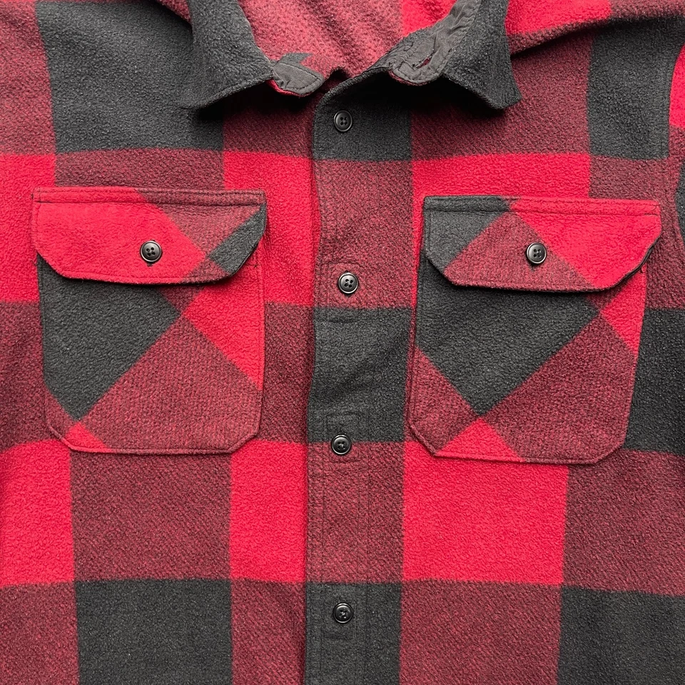 Camisa Wrangler Para Hombres Pequeña Roja Negra Franela Búfalo Cazadora Vellón De Colección Foto 3 de 4