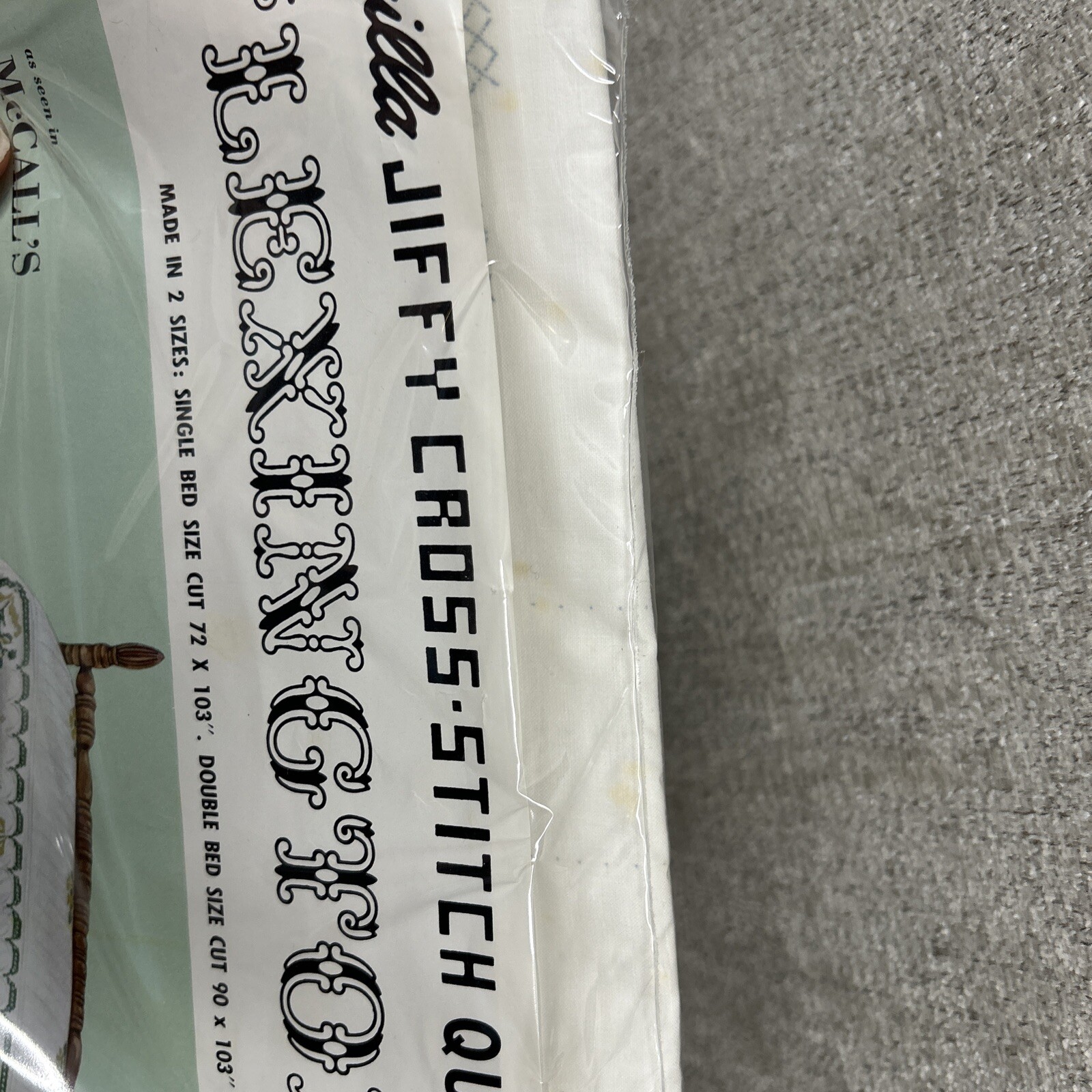 Vintage Bucilla LEXINGTON Jiffy Cross Stitch QUILT KIT 2198 Double Bed