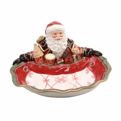 Goebel Schale Santa Präsentiert, Fitz & Floyd Christmas Collection, Steingut
