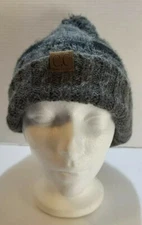C.C Exclusives Women's Thick Soft Knit Beanie cap hat - Grey & Black - One Size 