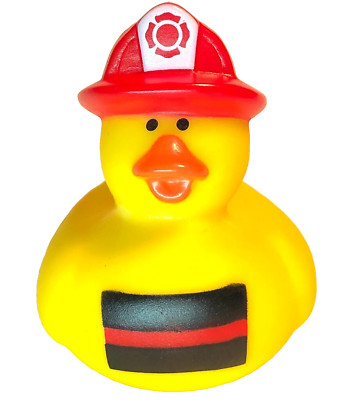 FREE SHIP - FIREFIGHTER THIN RED LINE FIREMAN CRUISING RUBBER DUCK CRUISE 2 1/2''
