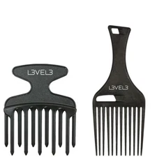 BARBER BEAUTY SALON L3VEL3 LEVEL 3 SMALL LARGE PLASTIC HAIR PIK COMB SET