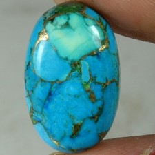 Natural Sky Blue Copper Turquoise Oval Cab Loose Gemstones 10.45Cts 12x 19x 05mm