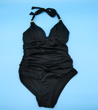 Victorias Secret XS Black Ruffle Halter Padded One Piece Swimsuit Women Beach VS