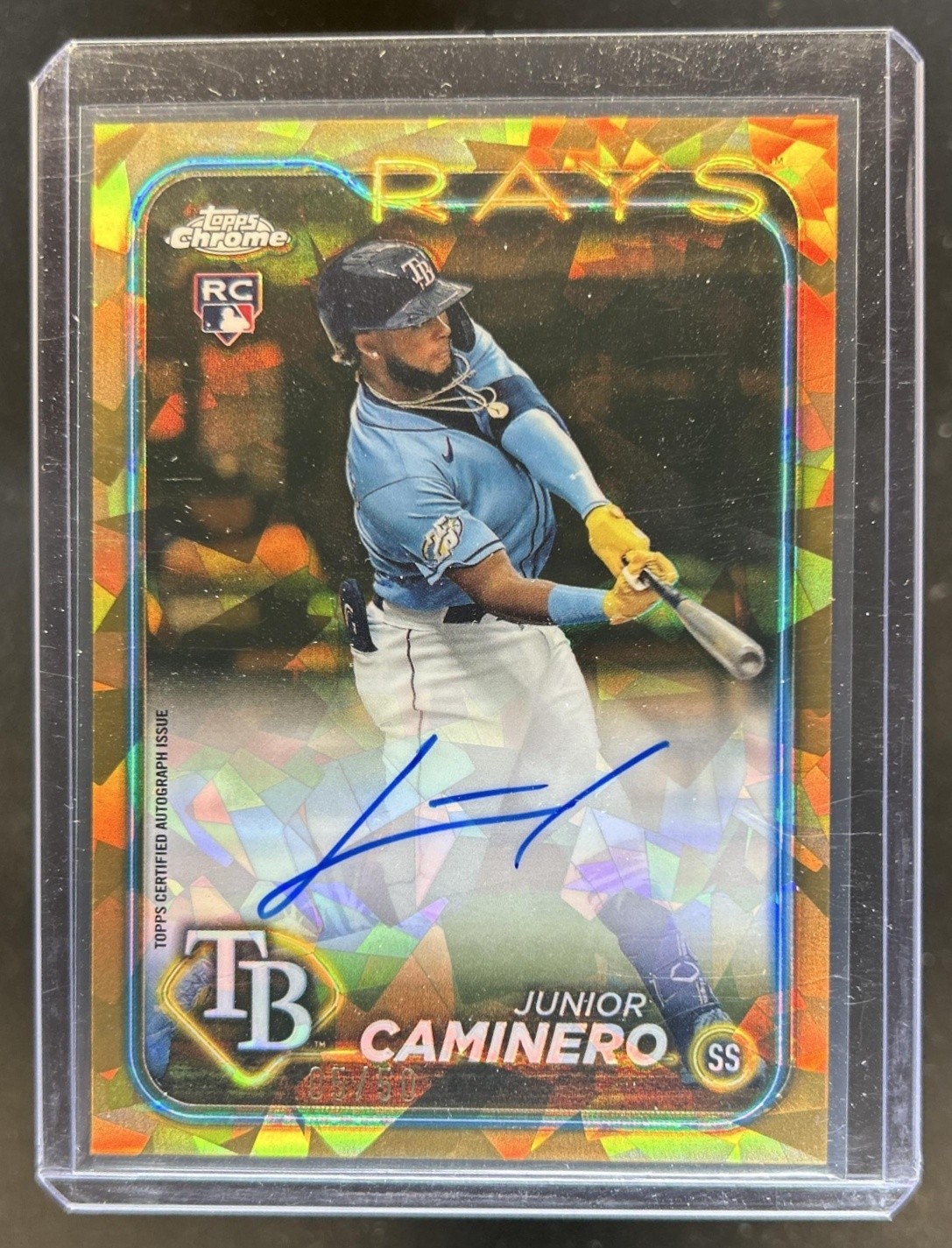 2024 Topps Chrome Update Sapphire Junior Caminero Auto RC Gold Refractor #/50