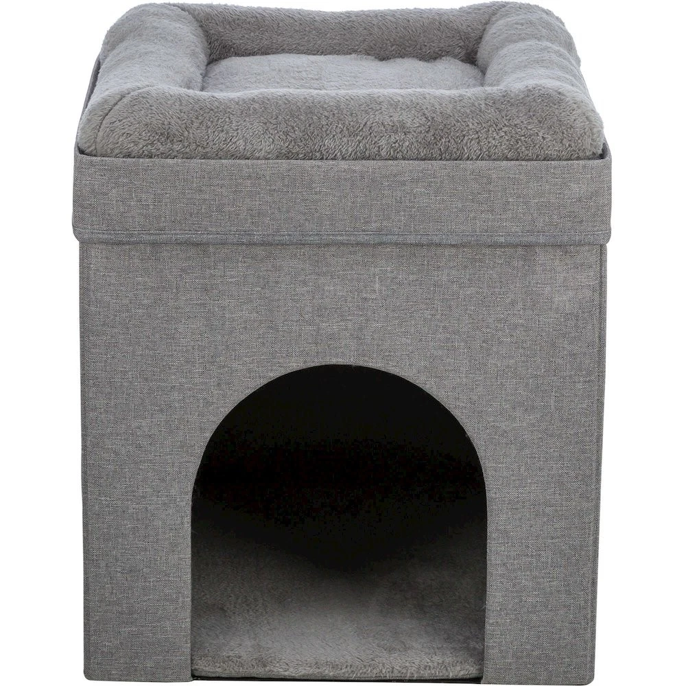 Crazy Cube Stackable 1-Story Indoor Cat Condo, Cat House with Scratching Pad
