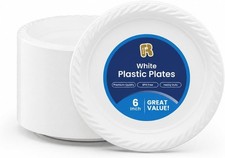 100 Pack 6 Inch White Plastic Plates Disposable - Heavy Duty White Disposable
