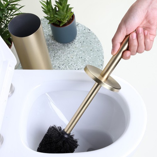 Juego de cepillos de inodoro de acero inoxidable con base de mango largo para baño de 1 pieza Home - Imagen 3 de 17