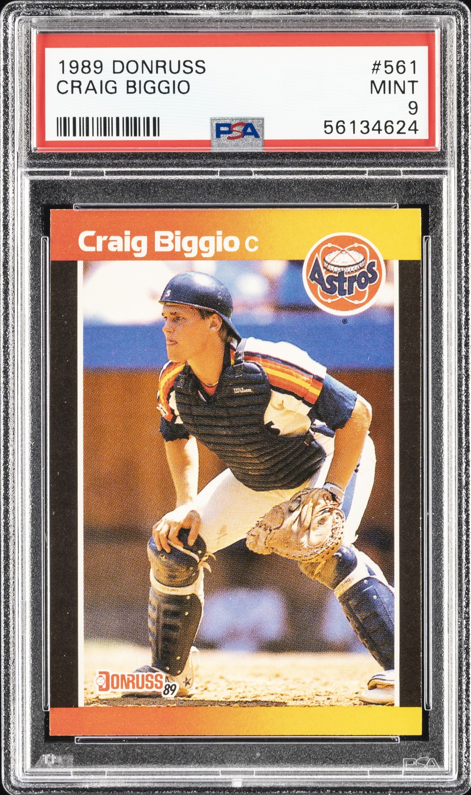 1989 DONRUSS #561 CRAIG BIGGIO ROOKIE RC PSA 9