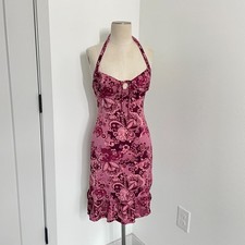 Y2K Forever 21 Dress Women S Midi Fairy Garden Party Coquette Halter Bodycon