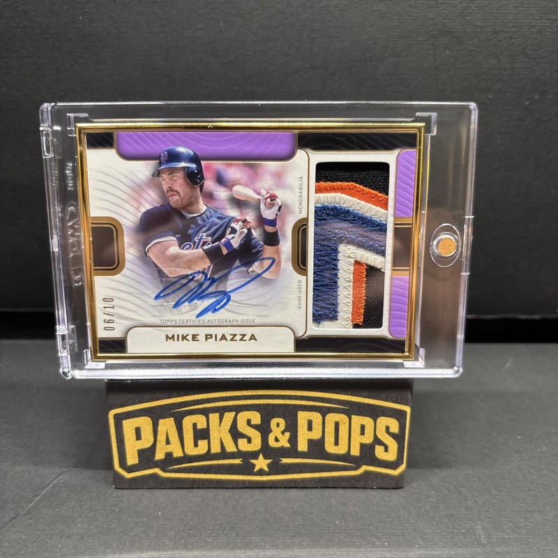 2023 Topps Definitive Mike Piazza FAC-MPI Purple /10 Framed Auto Patch NY Mets