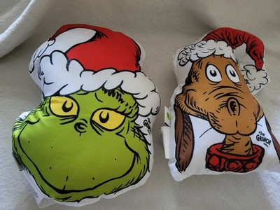 Dr. Seuss Design Grinch Set 2 Shaped Toss Pillows Grinch Max Christmas Holiday