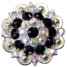 HILASON Set of 4 Black Ab Crystals Berry Headstall Saddle Tack Cowgirl| Slotted