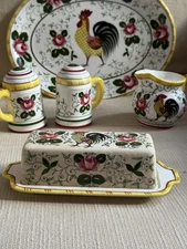 Vintage Rooster & Roses Early Provincial  by Ucagco Made In Japan