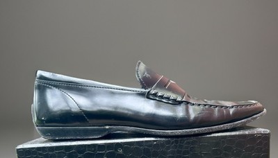 Tods Driving Shoes Mens Size 10 Black Patent Leather Slip-On Loafer Moccasins