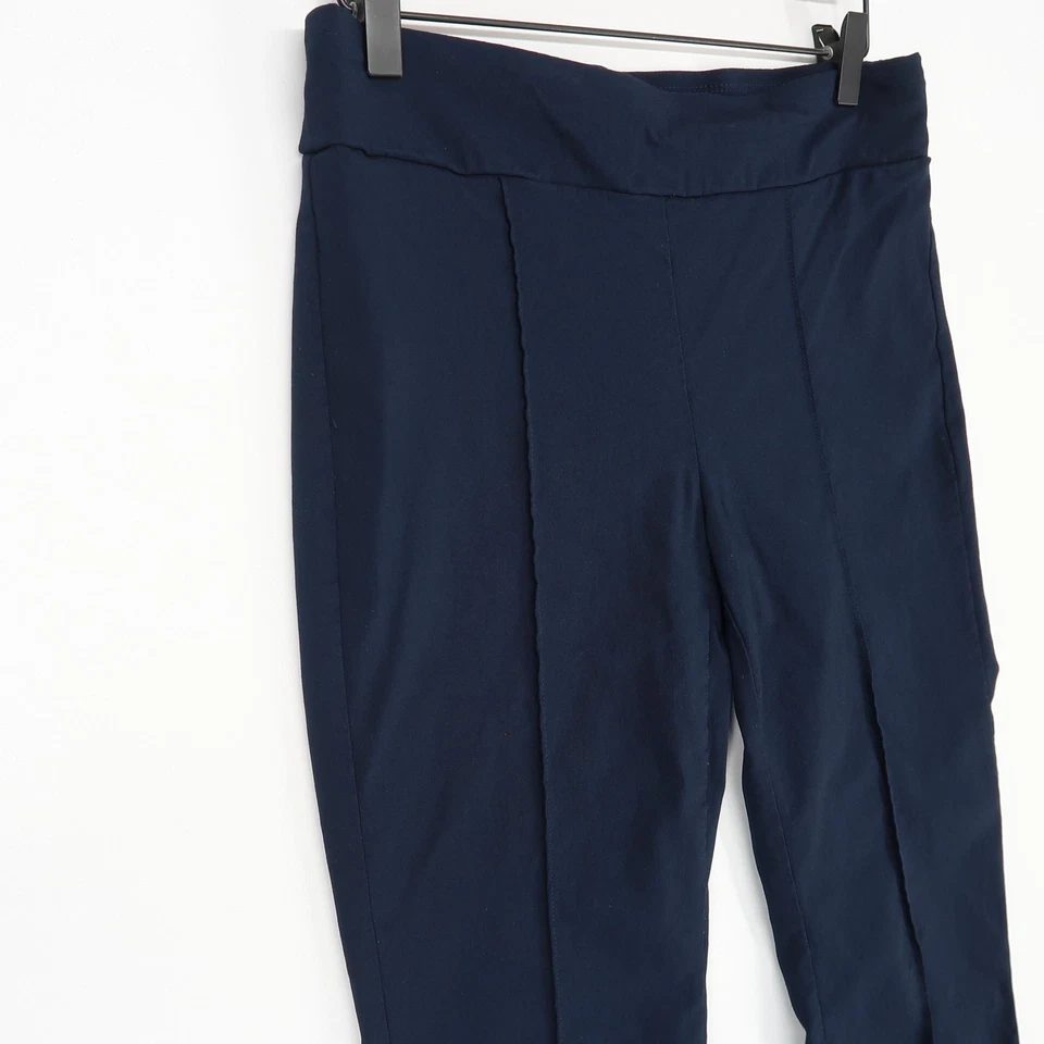J McLaughlin Pintuck Pants Womens 10 Navy Blue Pull On Stretch Straight Leg - Изображение 2 из 4