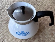 Corning Ware 1960's 6 cup back-stamped teapot with Blue Cornflower pattern