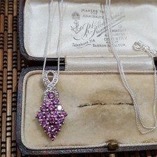 925 Sterling Silver Necklace, Genuine Pink Garnet Rhodolite Pendant, 925 Silver
