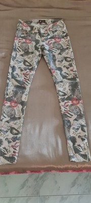 Vintage Skinny Jeans ''Andy Warhol x Pepe Jeans'' - seltener Pop Art Print Marilyn 