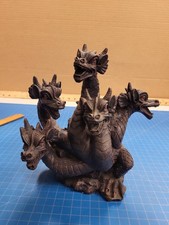 Five Headed Dragon Statue Figurine Fantasy Mythical Decor 8 Inch Tall