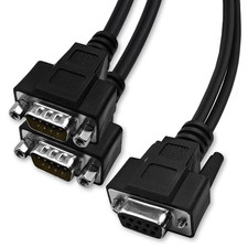 DB9 Y Splitter 1.5 Feet 1 Female to 2 Male 9 Pin Straight through RS232 Serial C