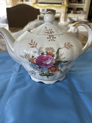 Tilso Vintage Porcelain Ceramic Musical Floral Teapot Japan, Plays Tea for Two