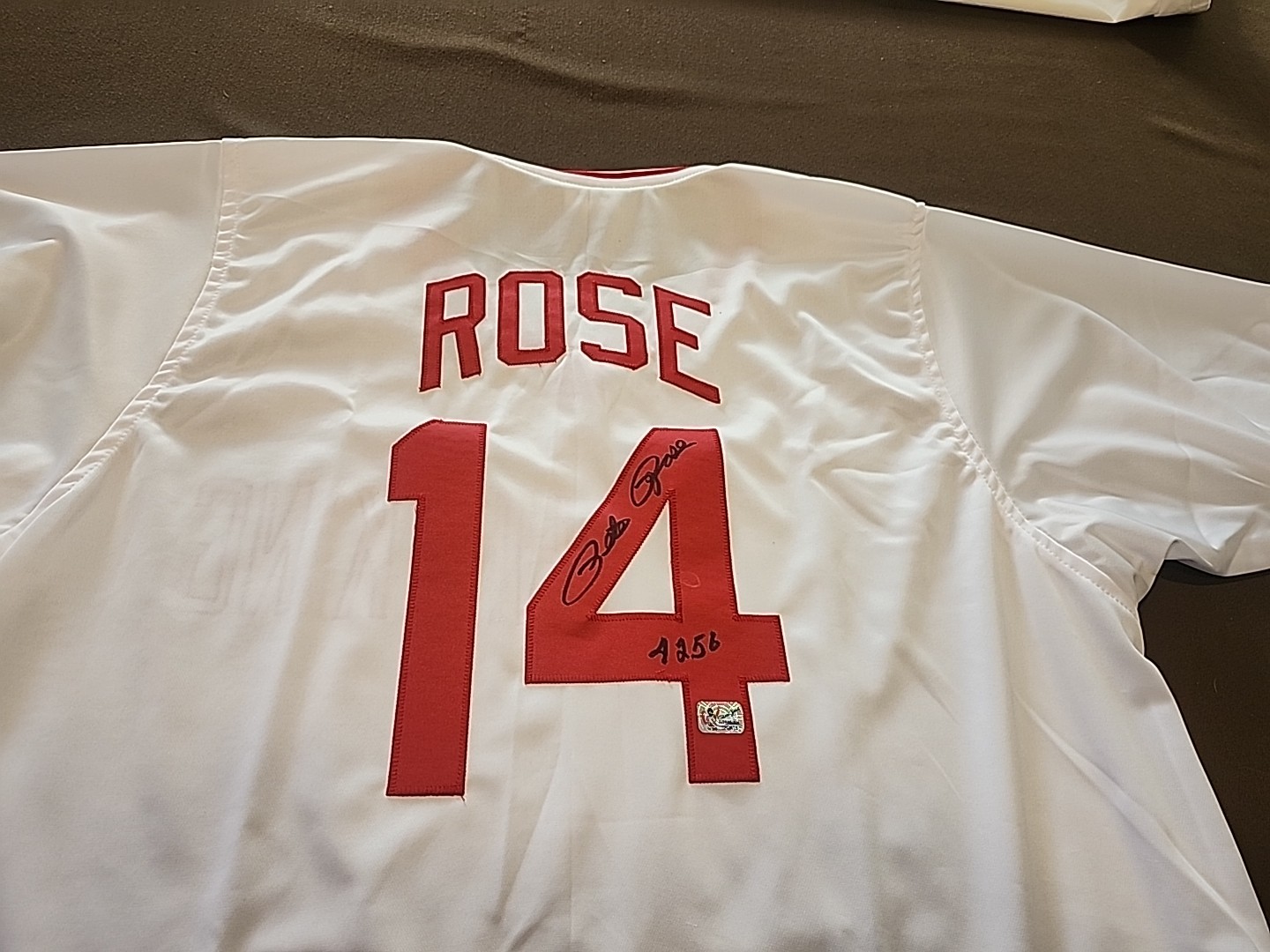 Pete Rose Autographed Signed Cincinnati Reds Hit King jersey W/ 4256 Inscription COA 