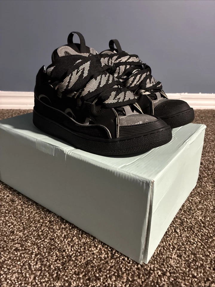 Black Grey Lanvins Size 7y Lightly Used Good Condition With Box No Dust Bag - Image 2 of 4